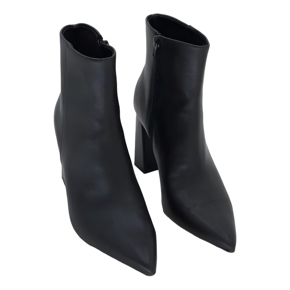 Wild Pair Black Pointed Toe Block Heel Ankle Boots (New in box)